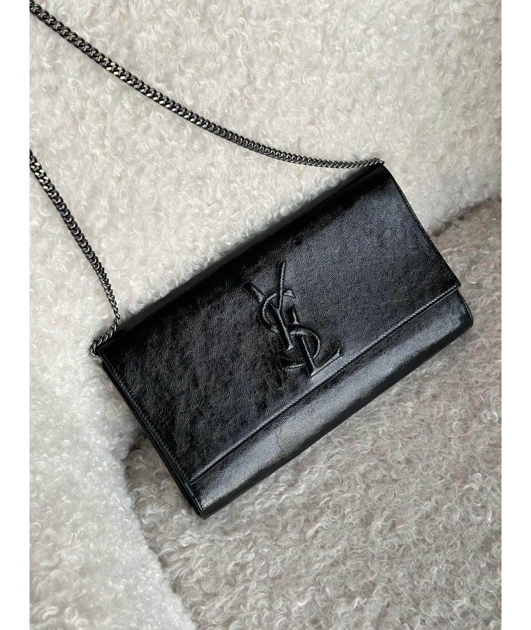 SAINT LAURENT Черная сумка через плечо из лакированной кожи, фото 7