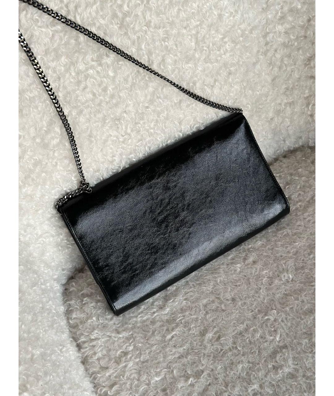 SAINT LAURENT Черная сумка через плечо из лакированной кожи, фото 8