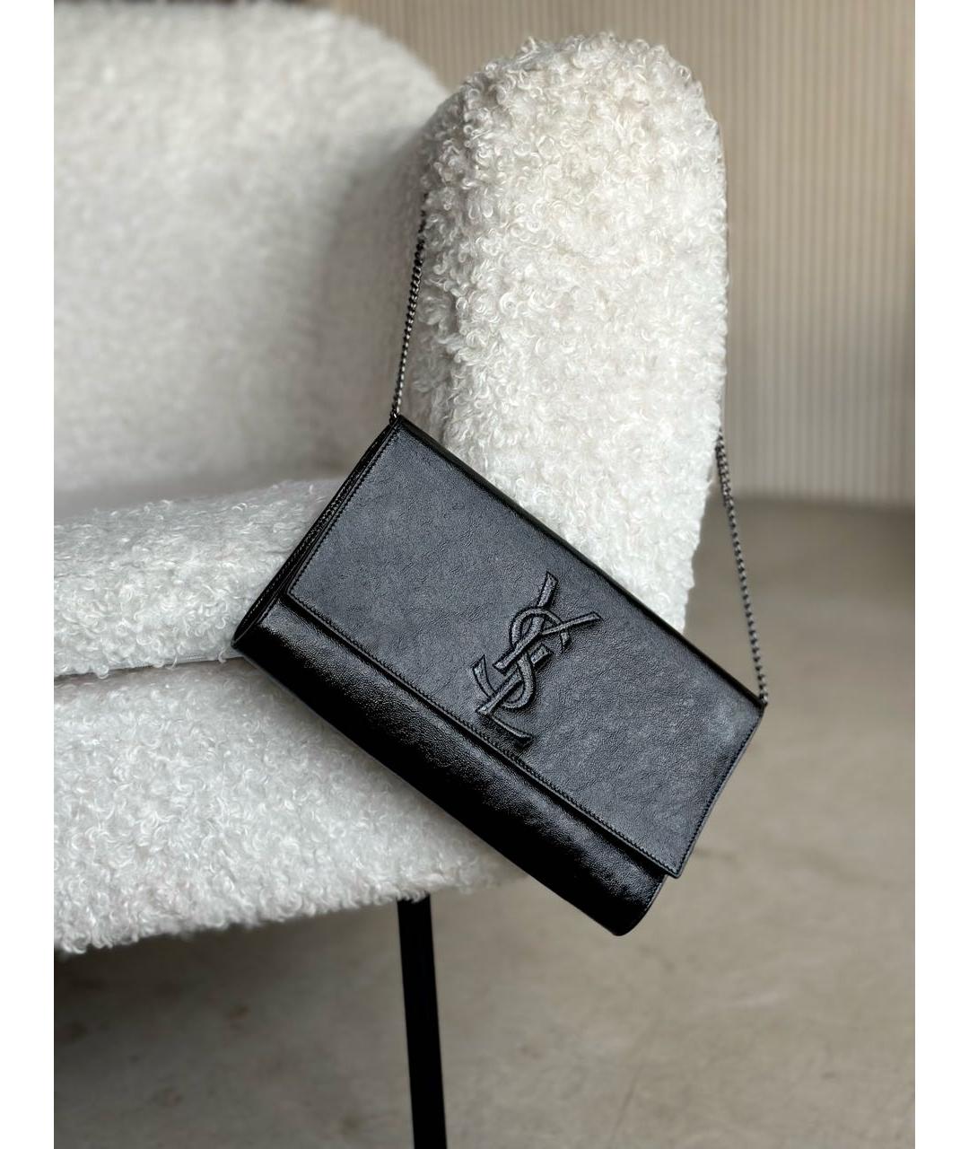 SAINT LAURENT Черная сумка через плечо из лакированной кожи, фото 2