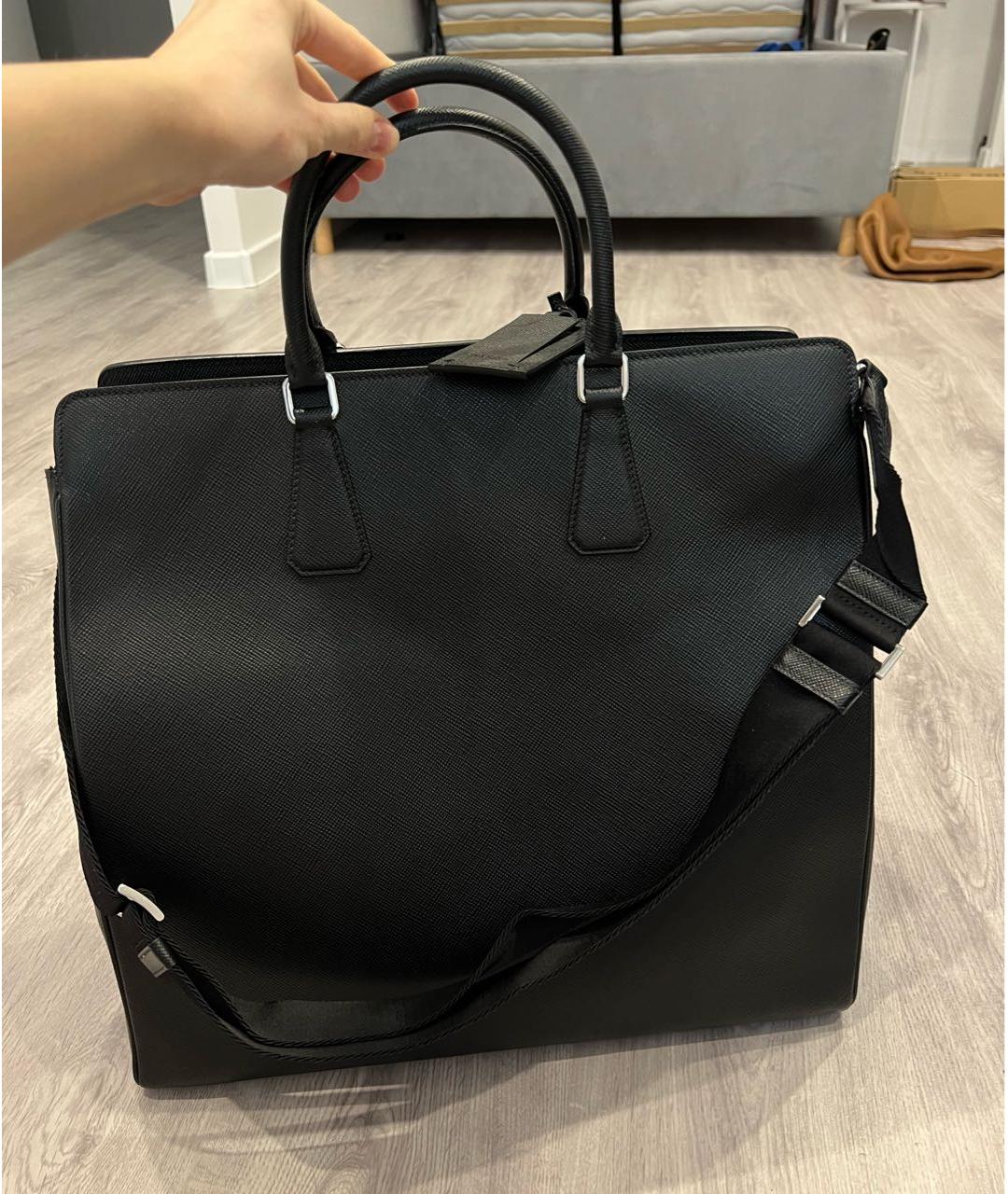 PRADA Черная кожаная дорожная/спортивная сумка, фото 6