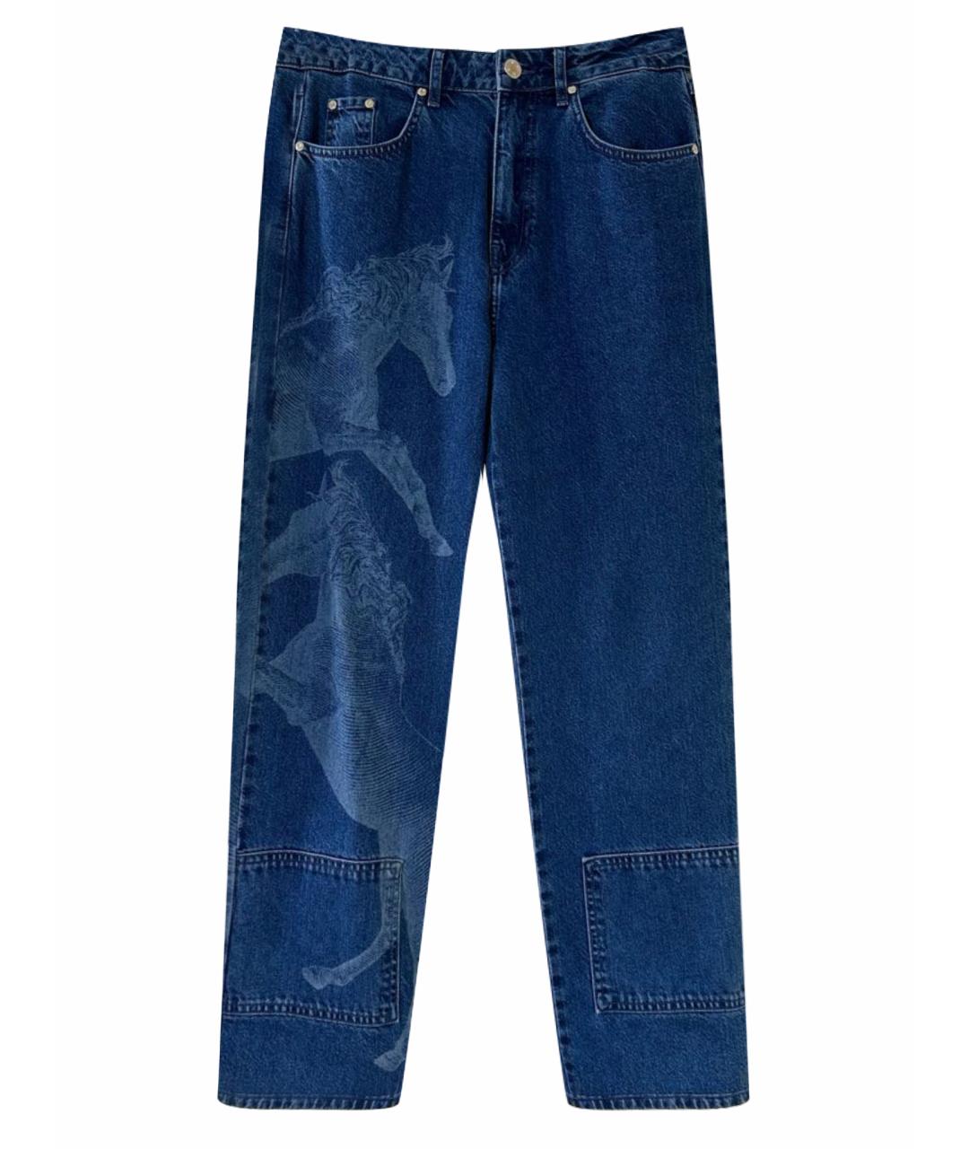 LES BENJAMINS Темно-синие хлопковые прямые джинсы, фото 1