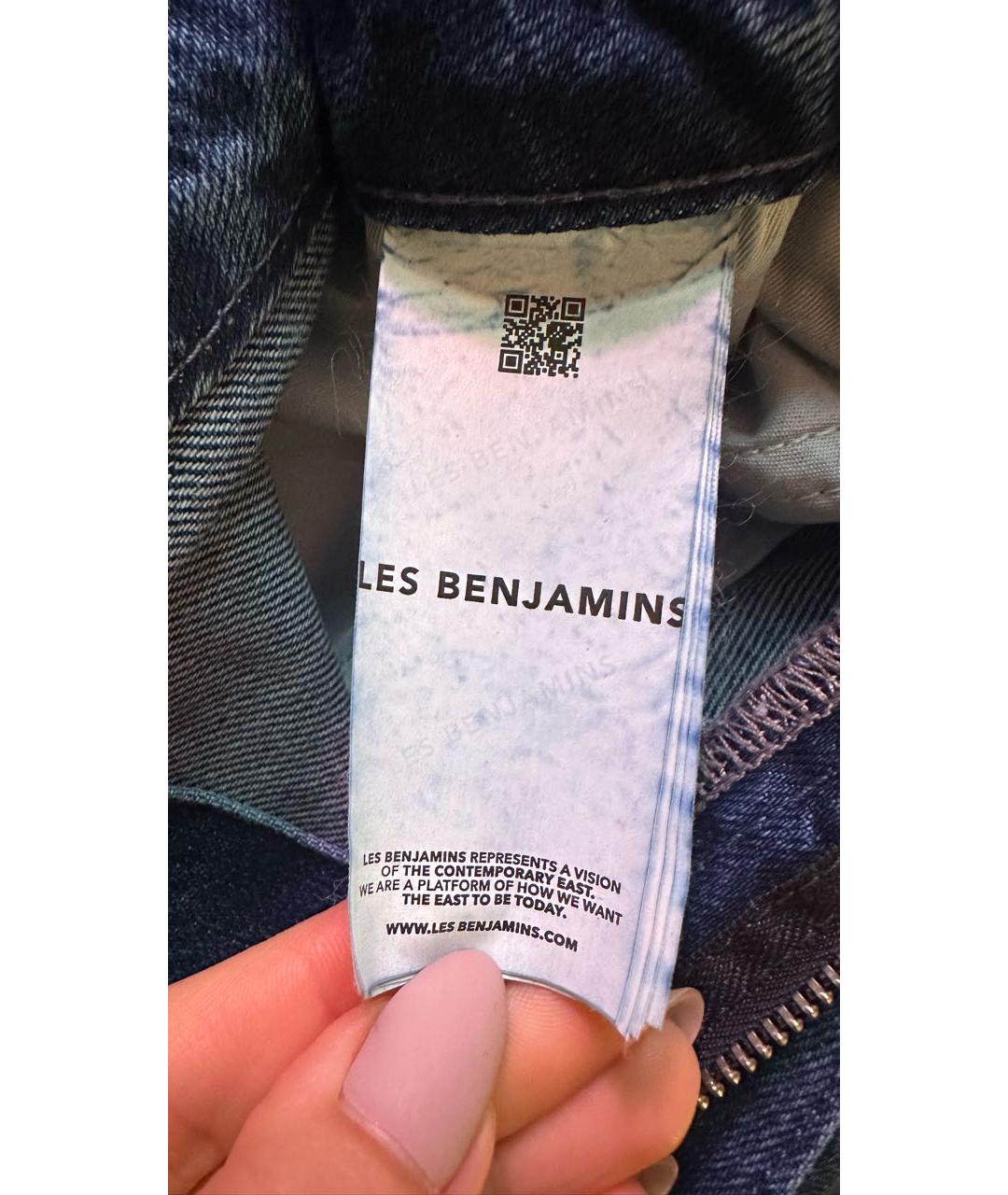 LES BENJAMINS Темно-синие хлопковые прямые джинсы, фото 4