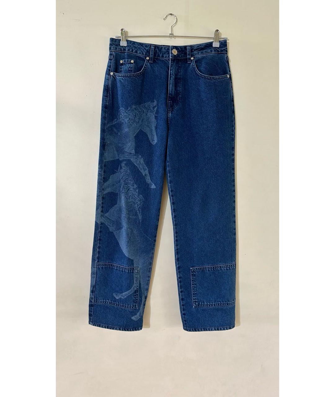 LES BENJAMINS Темно-синие хлопковые прямые джинсы, фото 5