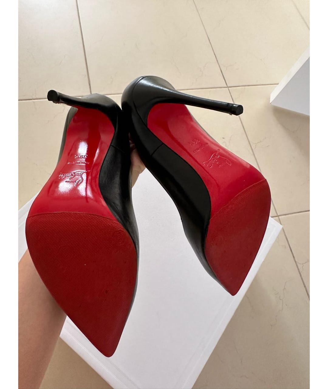 CHRISTIAN LOUBOUTIN Черные кожаные туфли, фото 4