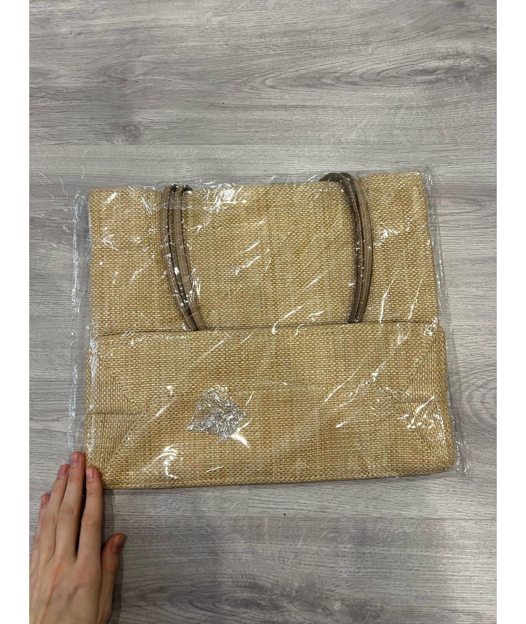 PRADA Бежевая тканевая пляжная сумка, фото 5