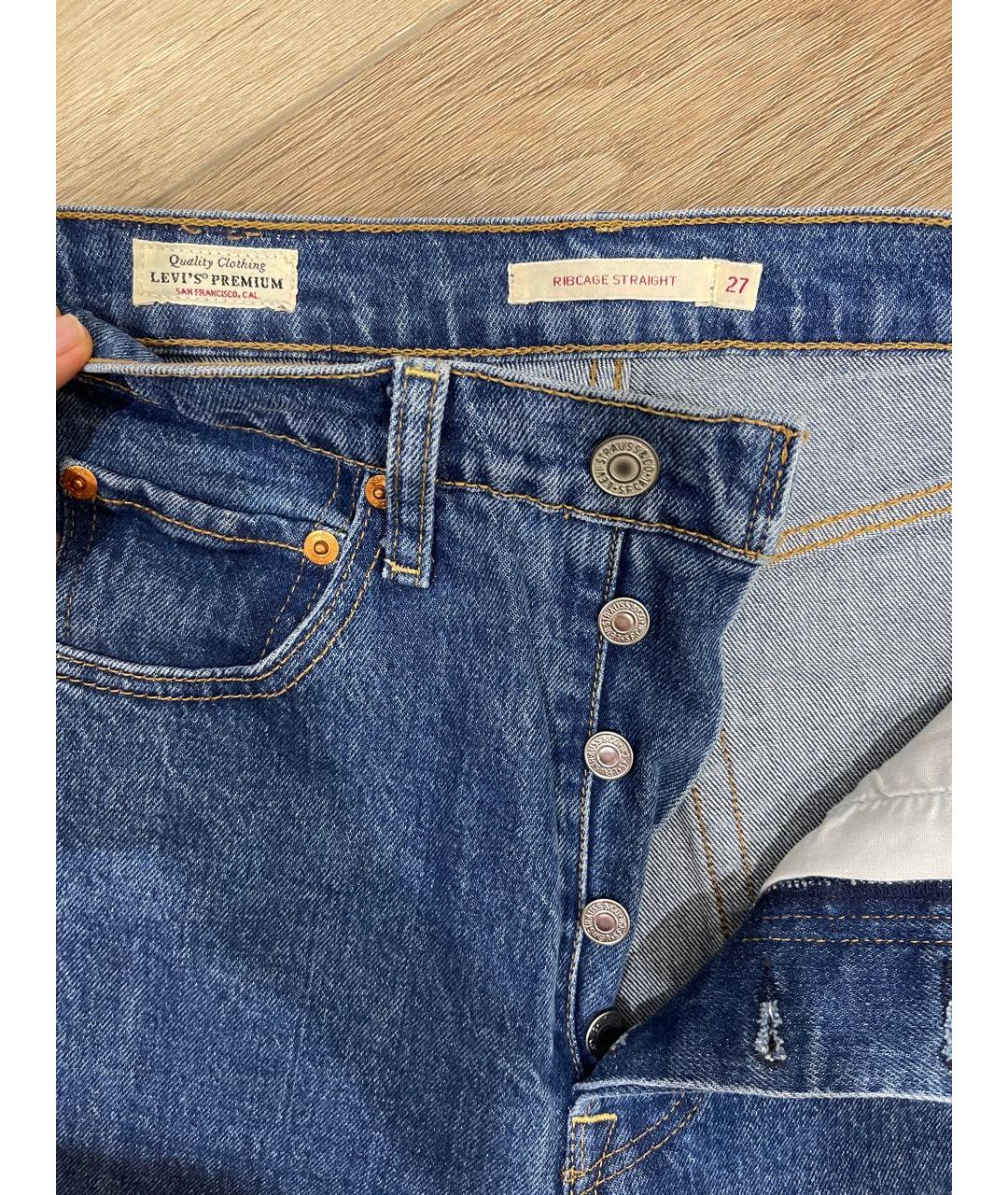 LEVI'S Синие хлопко-эластановые прямые джинсы, фото 3
