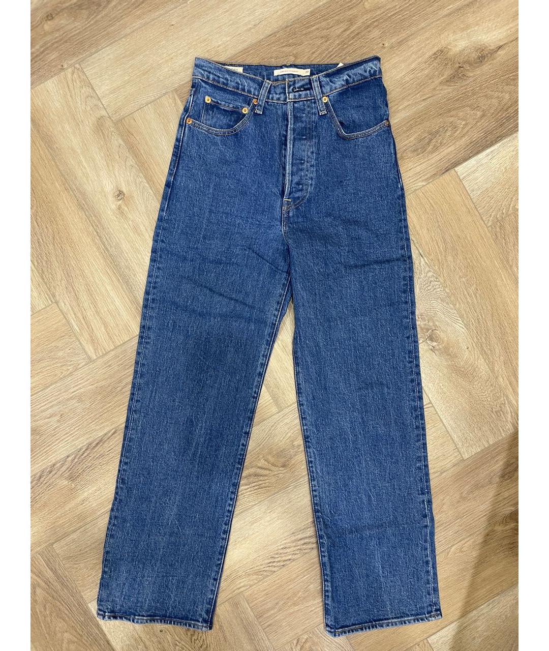 LEVI'S Синие хлопко-эластановые прямые джинсы, фото 8