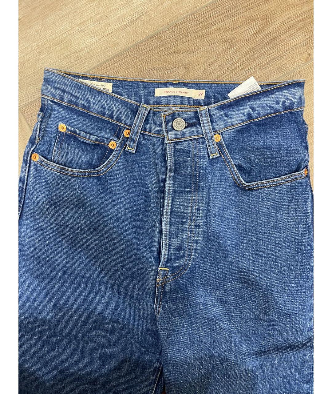 LEVI'S Синие хлопко-эластановые прямые джинсы, фото 5