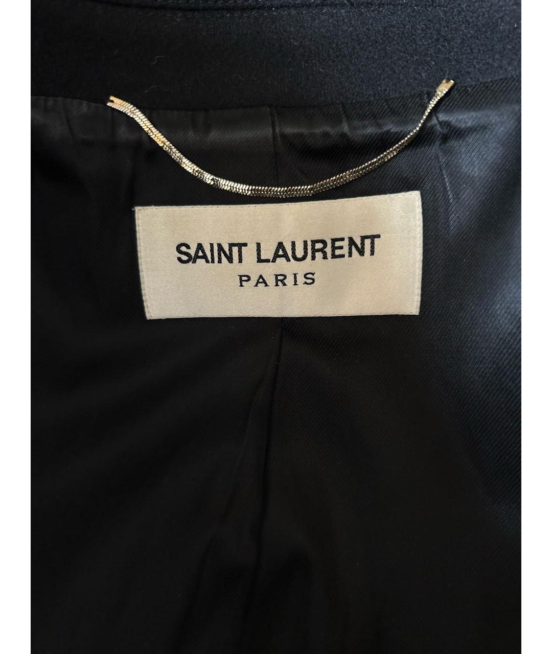 SAINT LAURENT Черное шерстяное пальто, фото 3