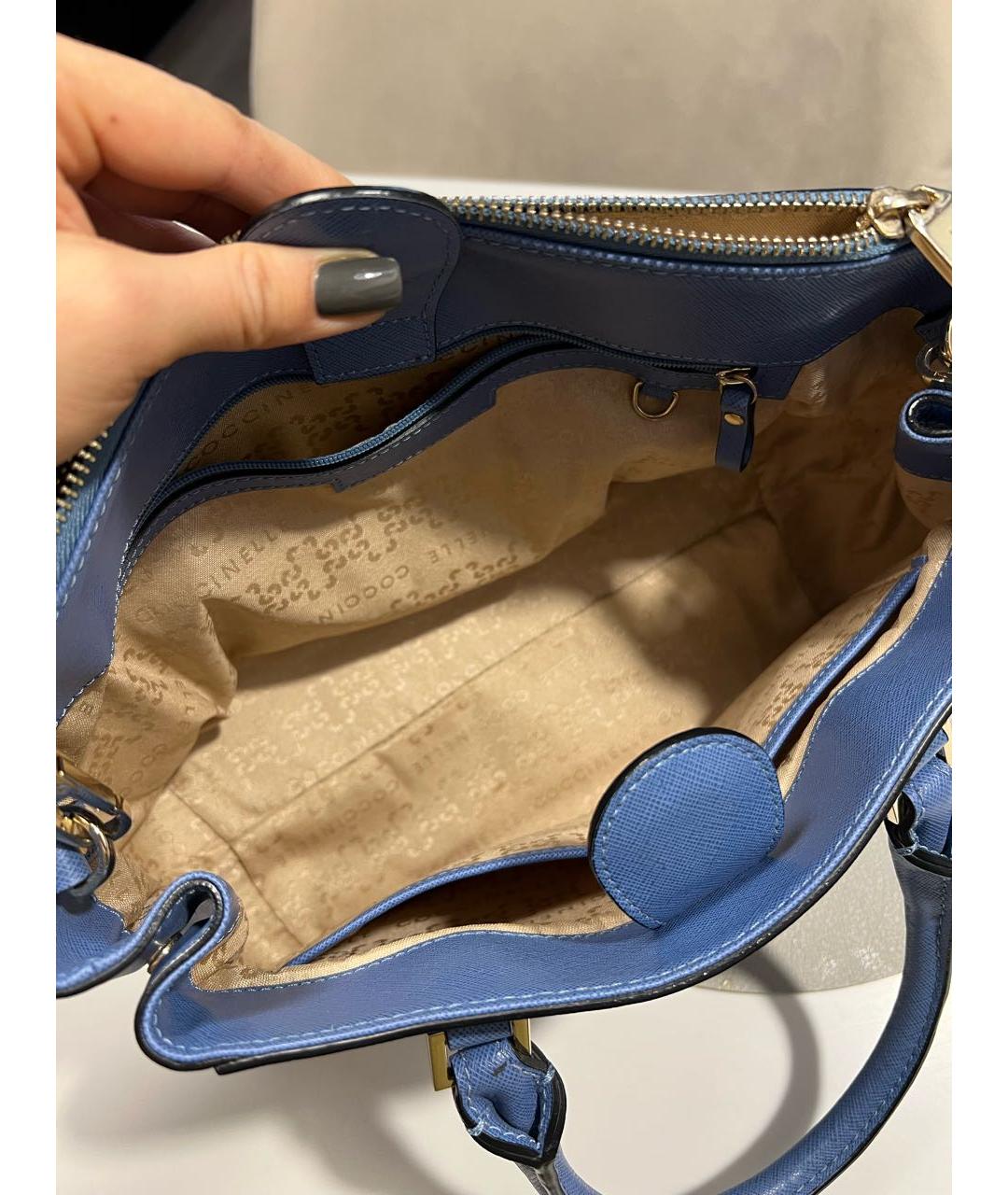 COCCINELLE Голубая сумка с короткими ручками из искусственной кожи, фото 4