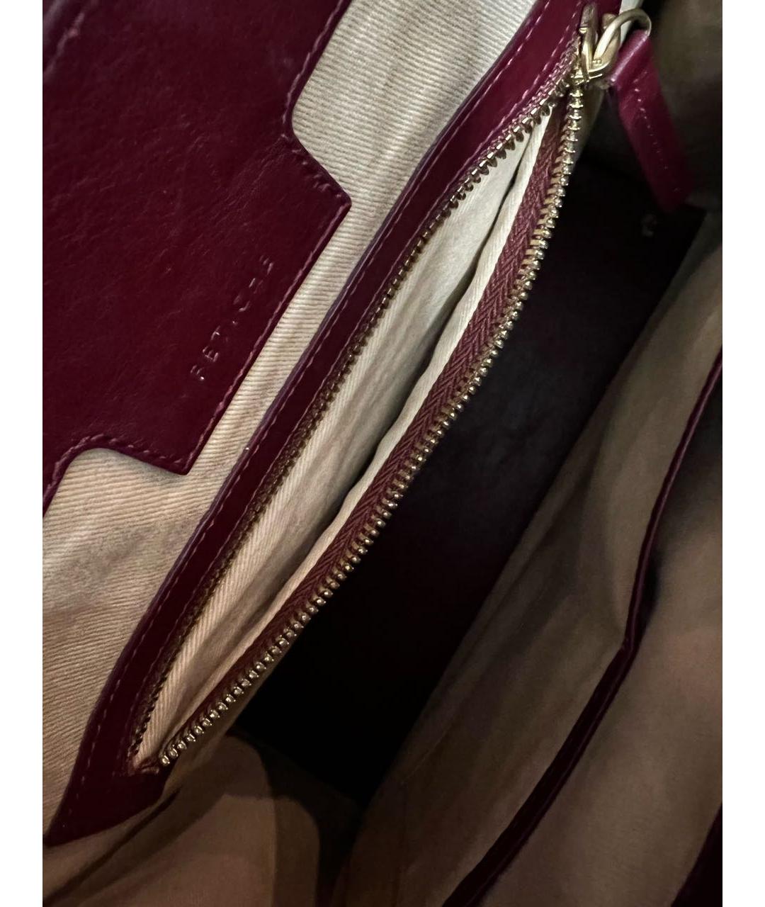 FETICHE Бордовая кожаная сумка с короткими ручками, фото 4