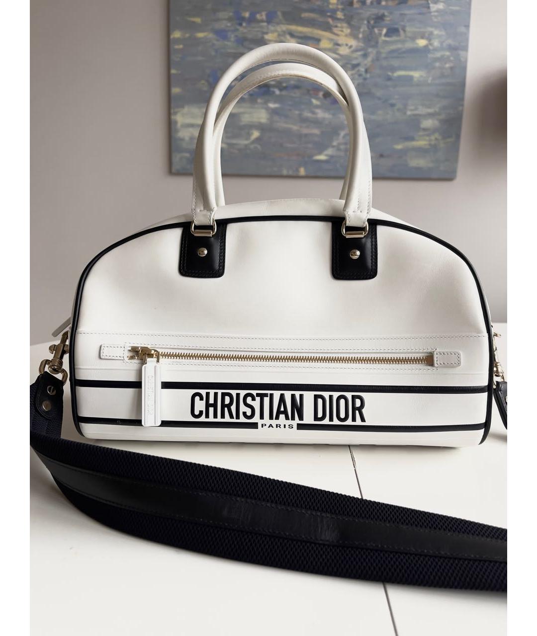 CHRISTIAN DIOR Белая кожаная сумка с короткими ручками, фото 7