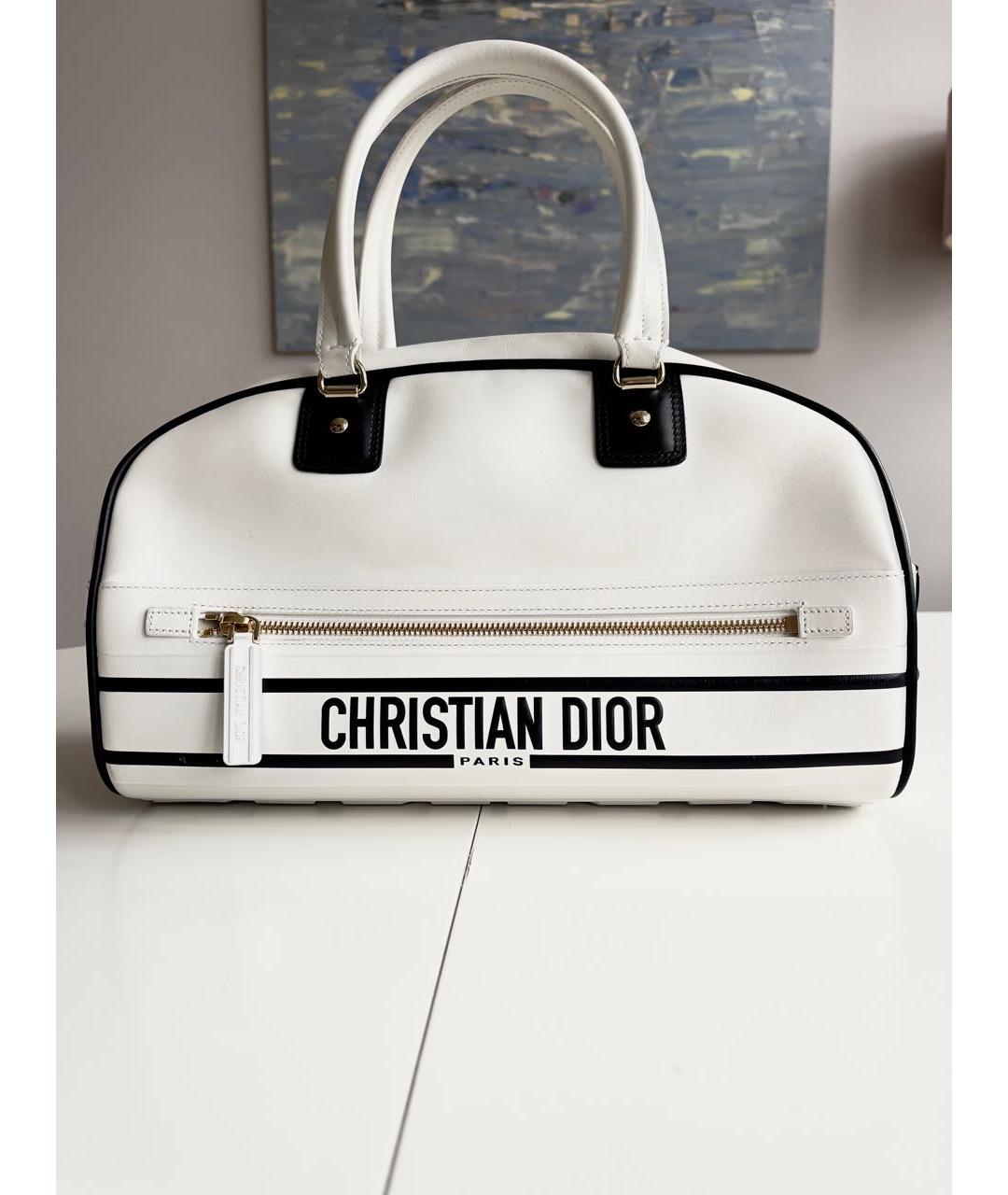 CHRISTIAN DIOR Белая кожаная сумка с короткими ручками, фото 8