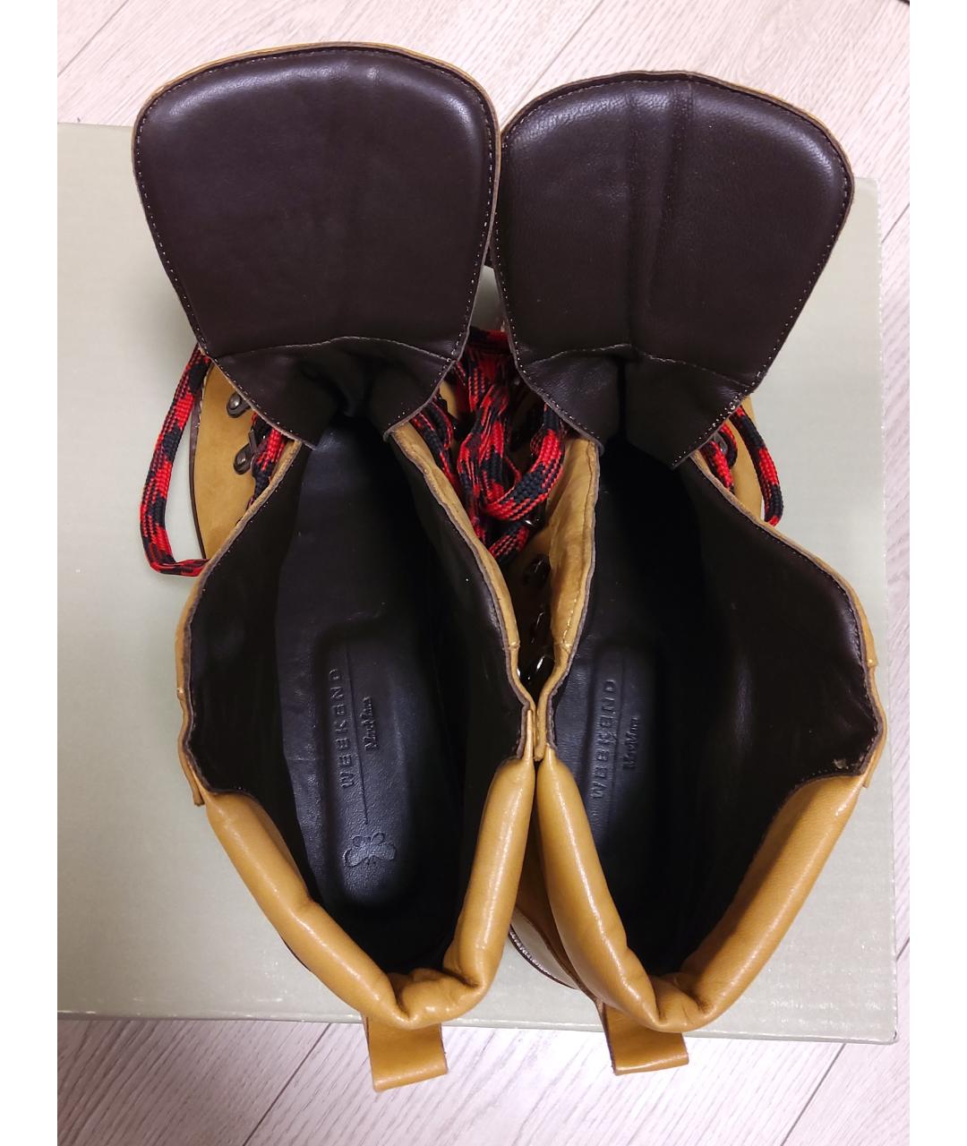 WEEKEND MAX MARA Бежевые кожаные ботинки, фото 9
