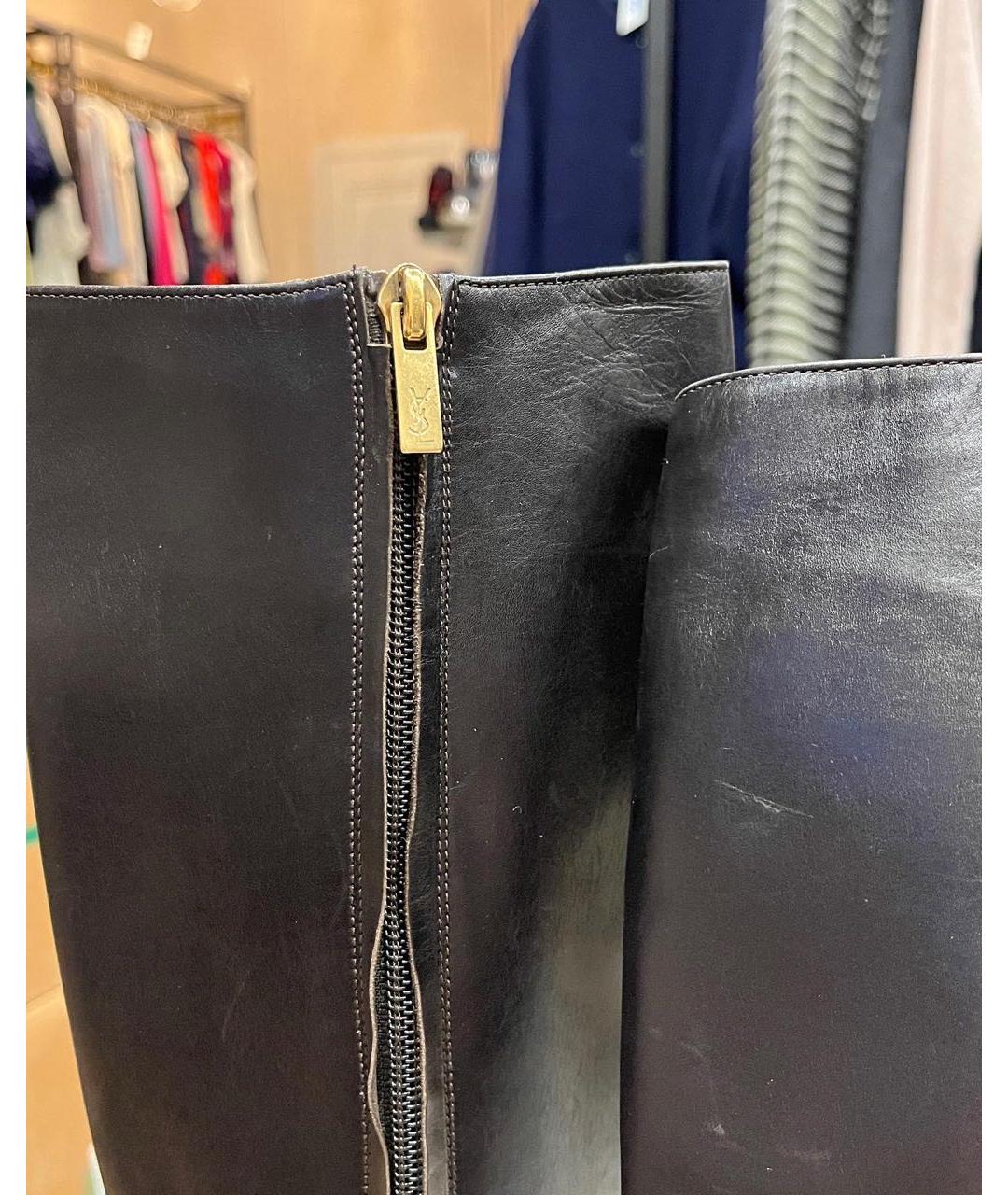 SAINT LAURENT Коричневые кожаные сапоги, фото 2