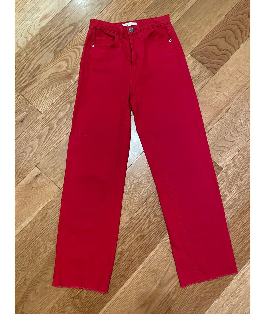 MAJE Красные хлопко-эластановые прямые джинсы, фото 9