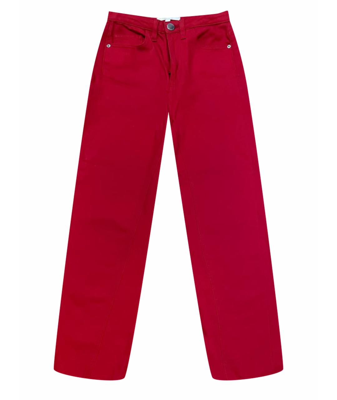 MAJE Красные хлопко-эластановые прямые джинсы, фото 1