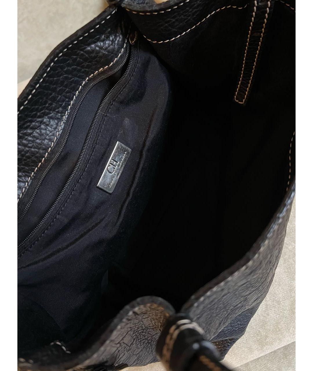 CAROLINA HERRERA Черная кожаная сумка с короткими ручками, фото 4