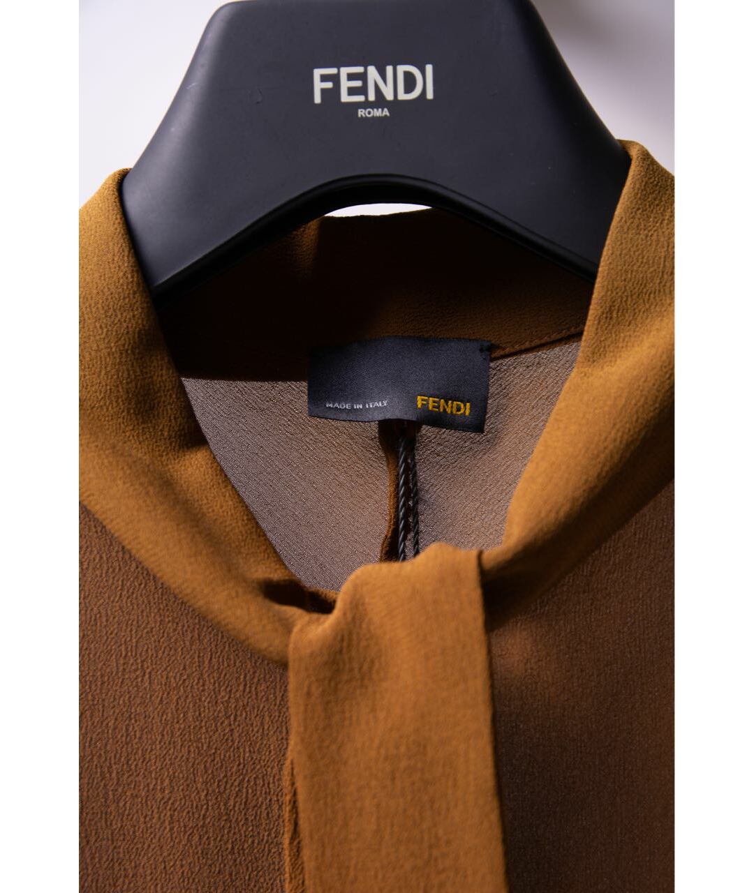 FENDI Коричневая шелковая рубашка, фото 3