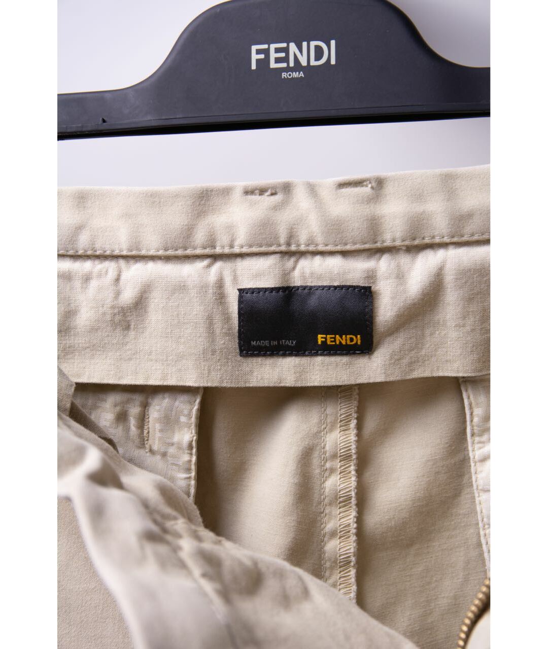 FENDI Бежевые хлопковые прямые брюки, фото 3