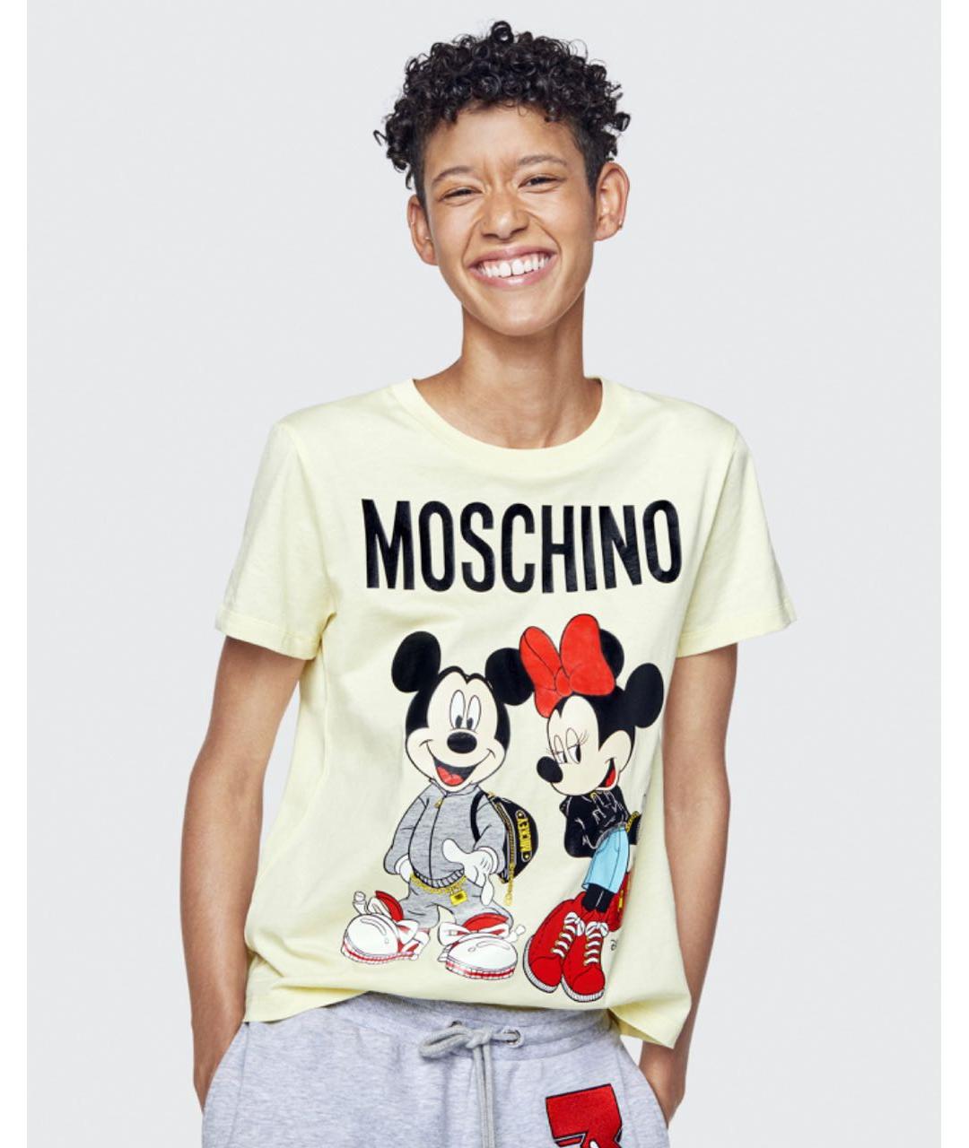 MOSCHINO Желтая хлопковая футболка, фото 5