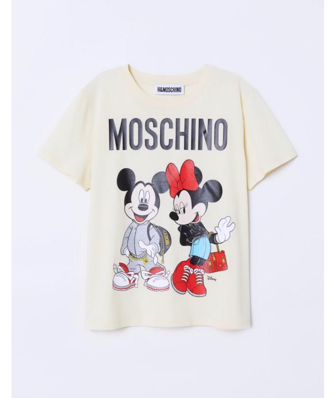 MOSCHINO Желтая хлопковая футболка, фото 6