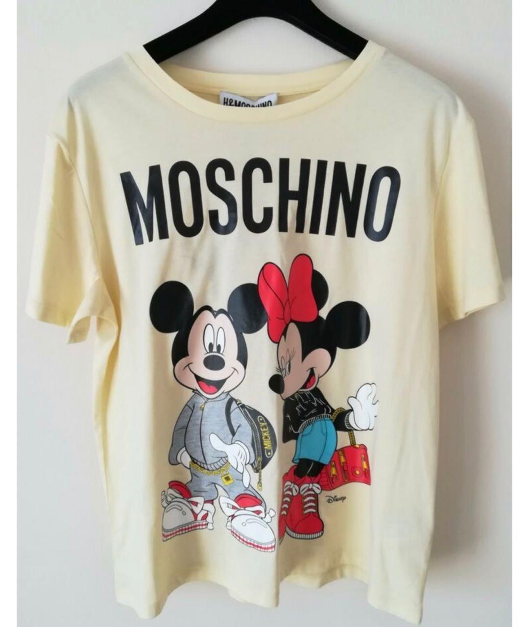 MOSCHINO Желтая хлопковая футболка, фото 3