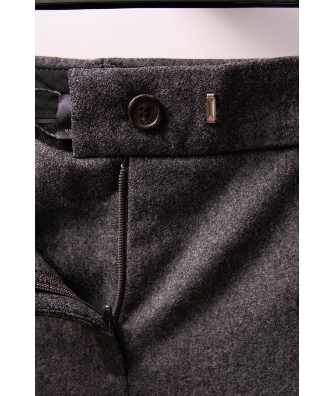 FENDI Серые шерстяные брюки узкие, фото 4
