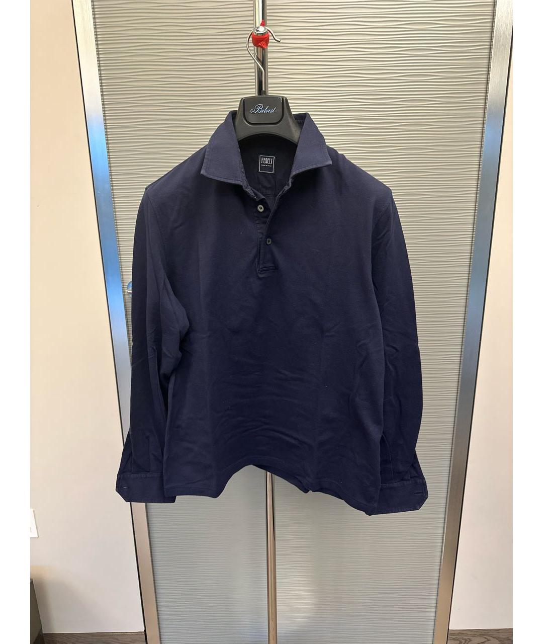 FEDELI Темно-синяя хлопковая кэжуал рубашка, фото 7