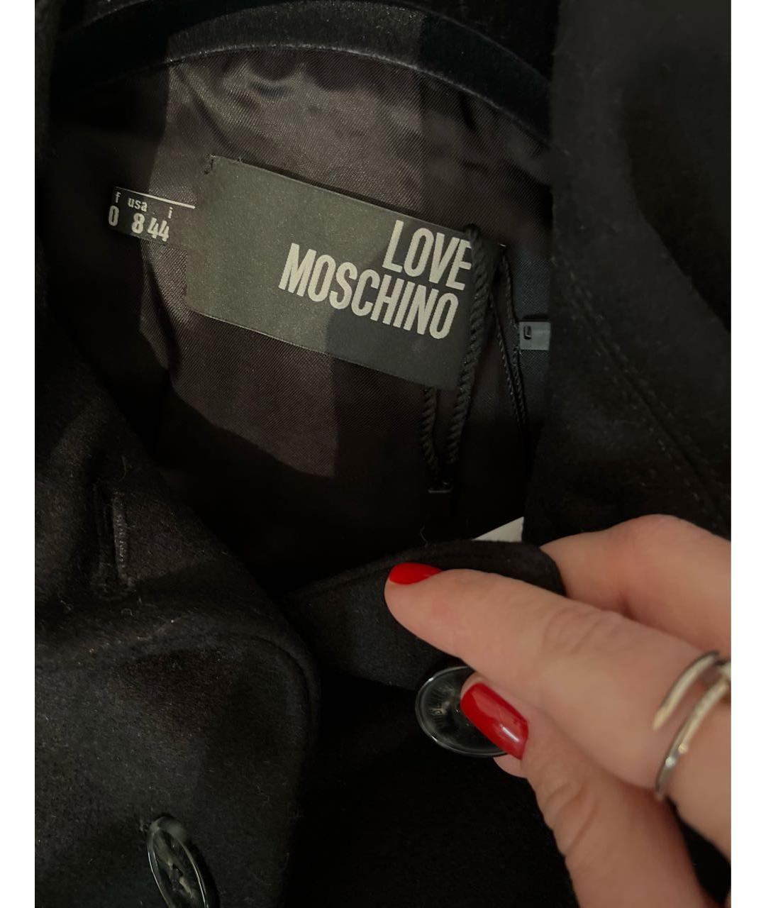 LOVE MOSCHINO Черное шерстяное пальто, фото 3