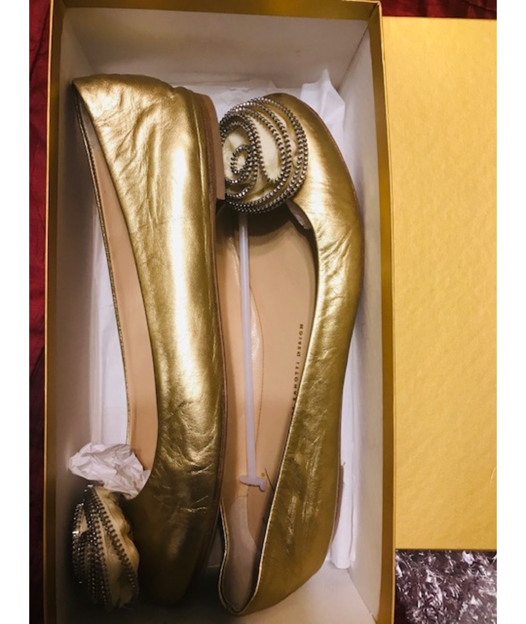 GIUSEPPE ZANOTTI DESIGN Золотые кожаные балетки, фото 6