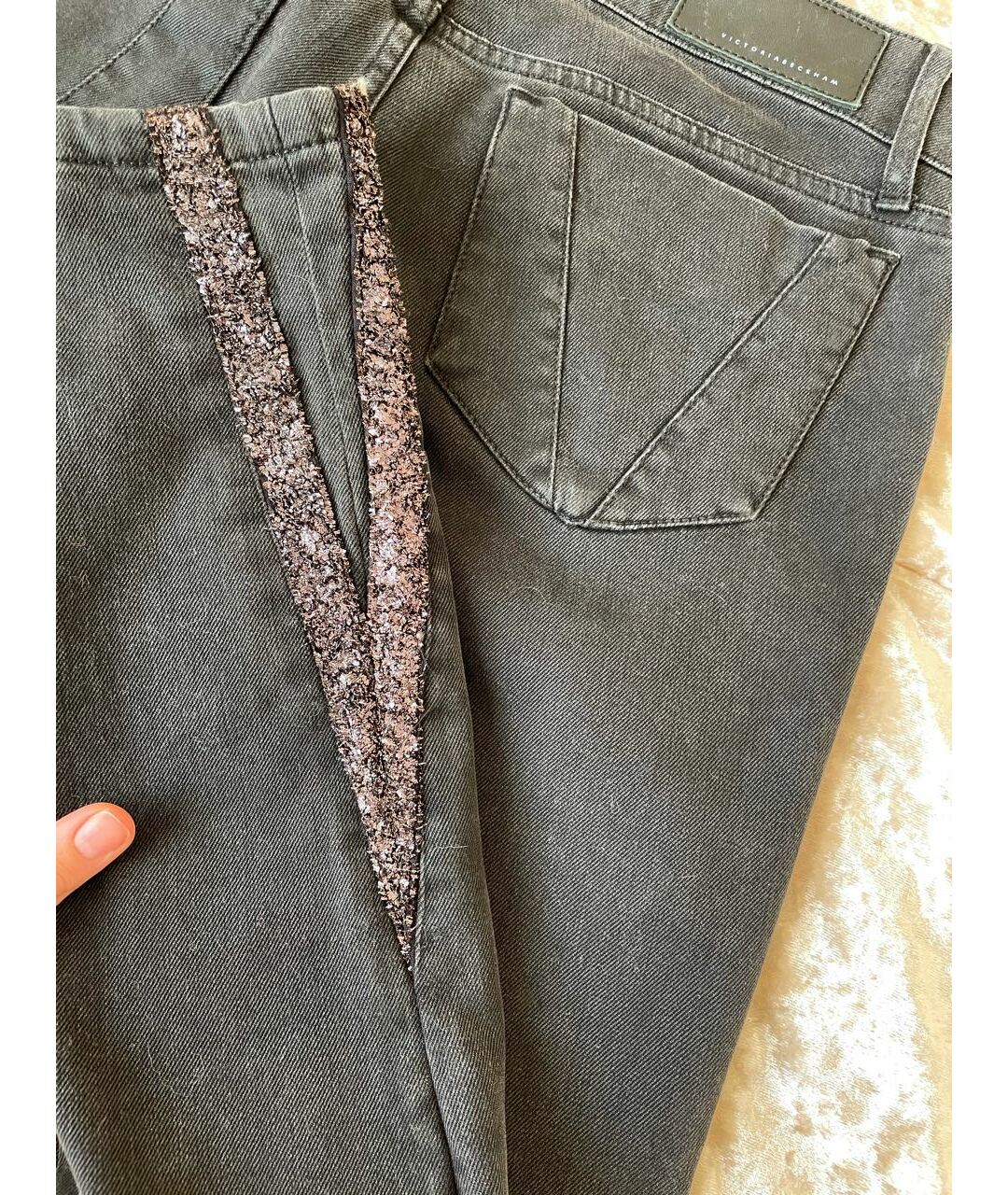VICTORIA BECKHAM Антрацитовые хлопко-эластановые джинсы слим, фото 4