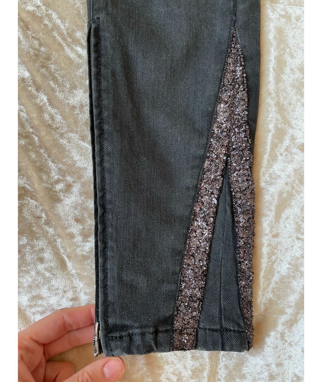 VICTORIA BECKHAM Антрацитовые хлопко-эластановые джинсы слим, фото 2