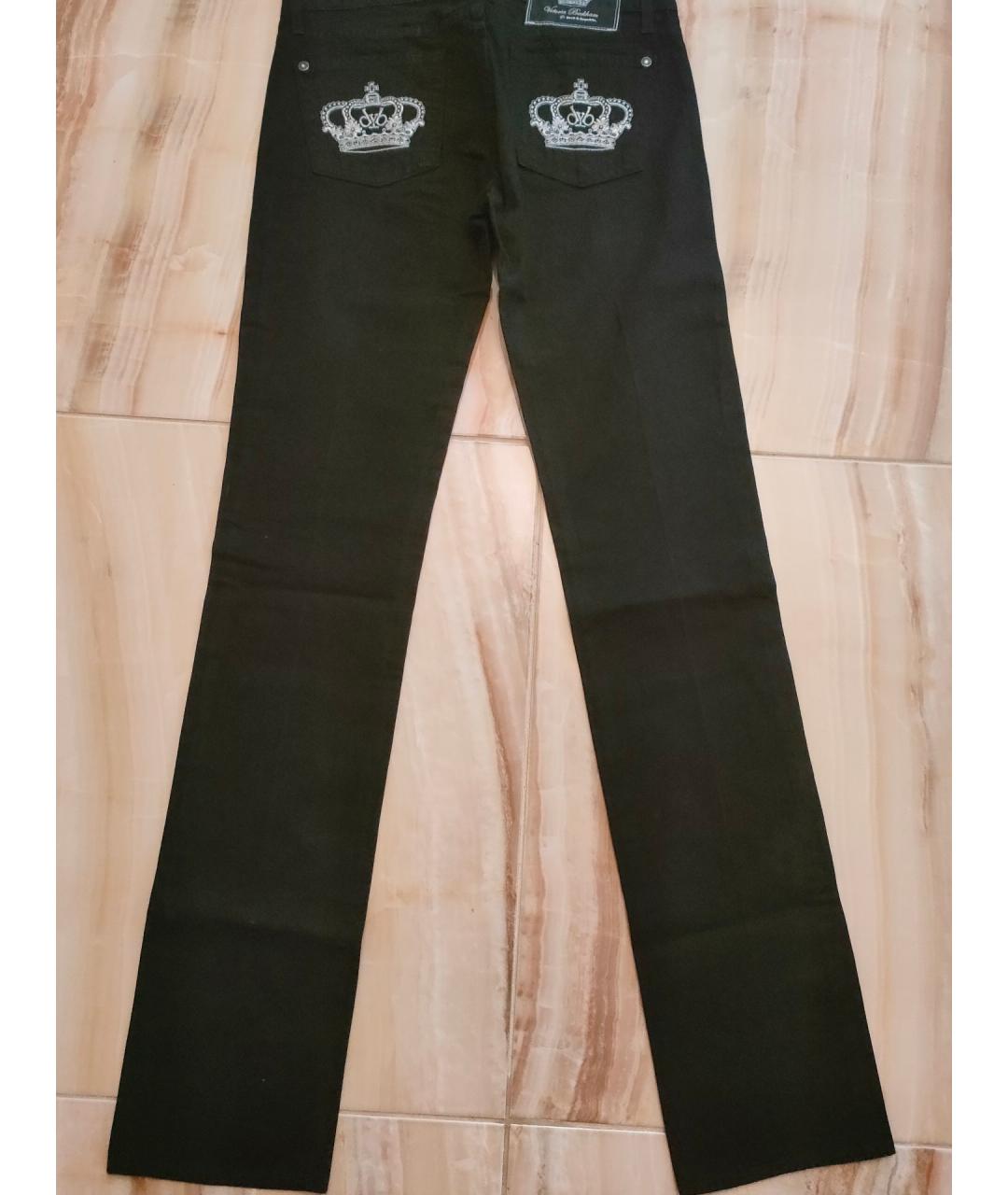 VICTORIA BECKHAM Черные хлопковые прямые джинсы, фото 2