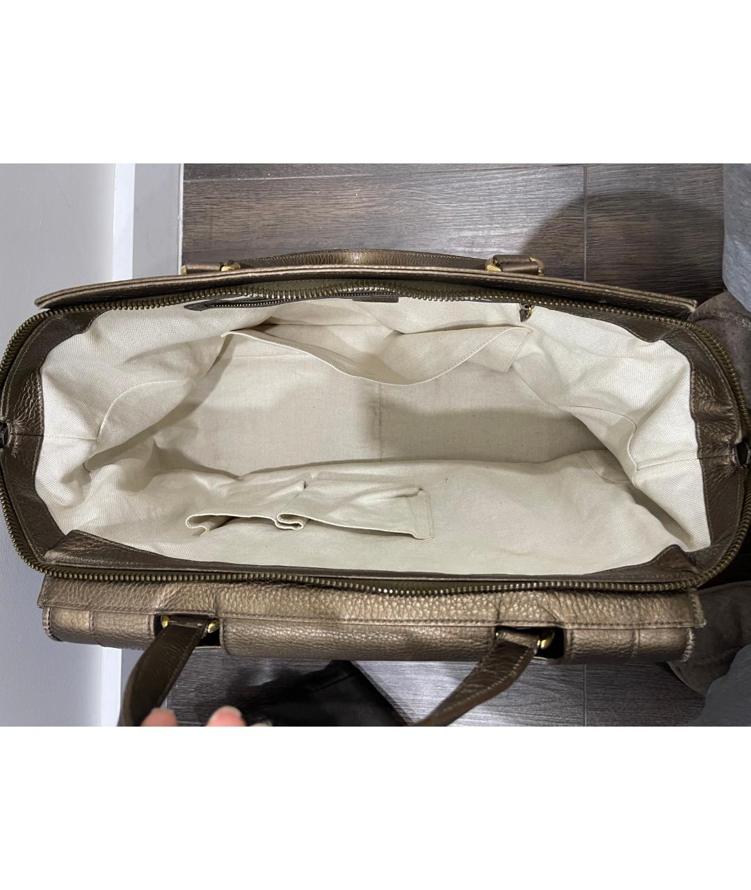 GUCCI Золотая сумка тоут из лакированной кожи, фото 4