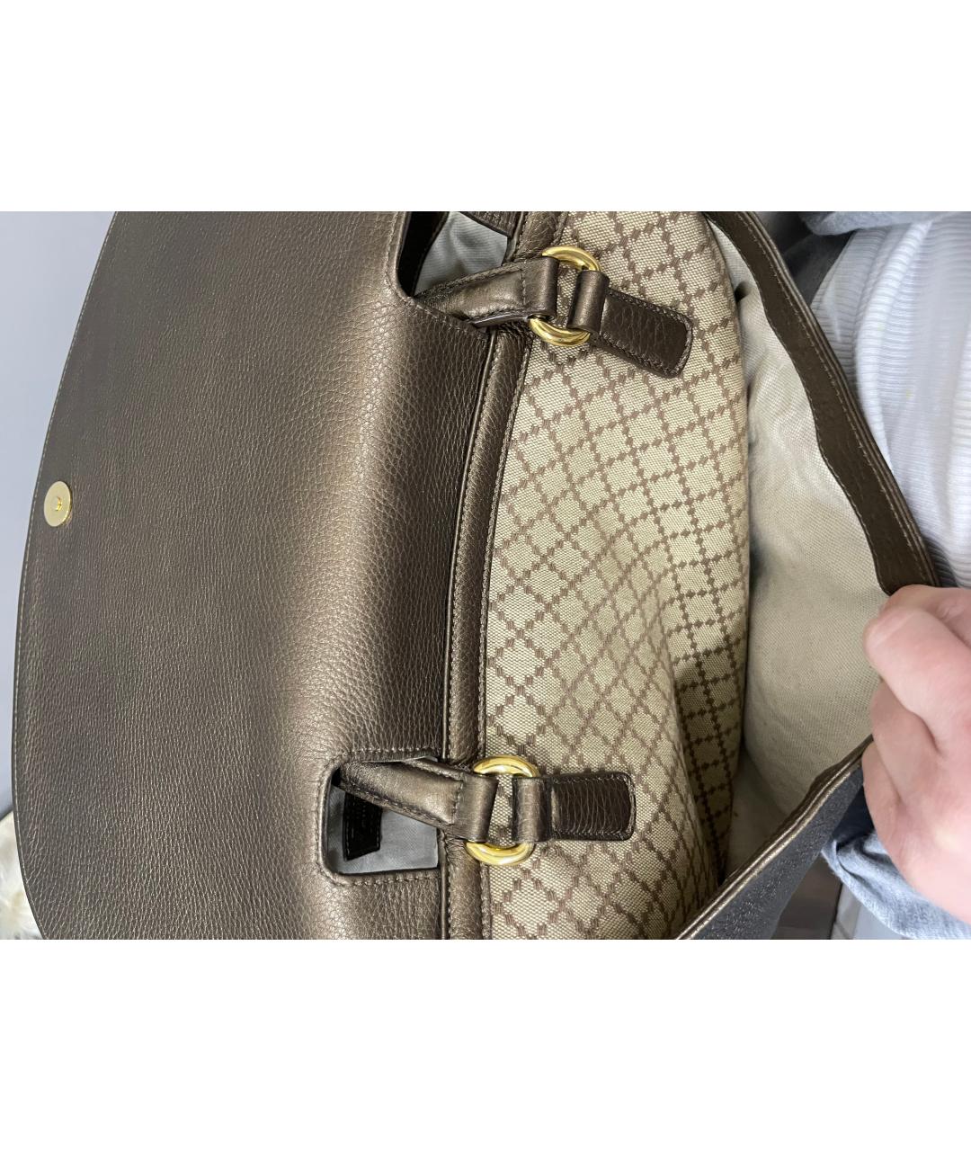 GUCCI Золотая сумка тоут из лакированной кожи, фото 6