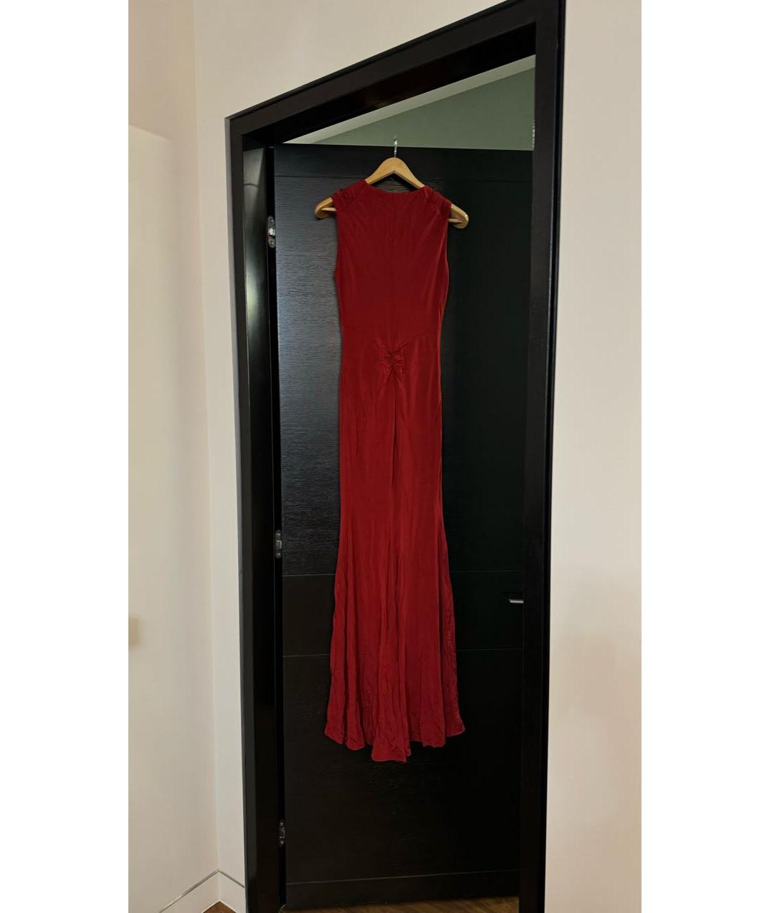 ROBERTO CAVALLI Бордовое вискозное вечернее платье, фото 2