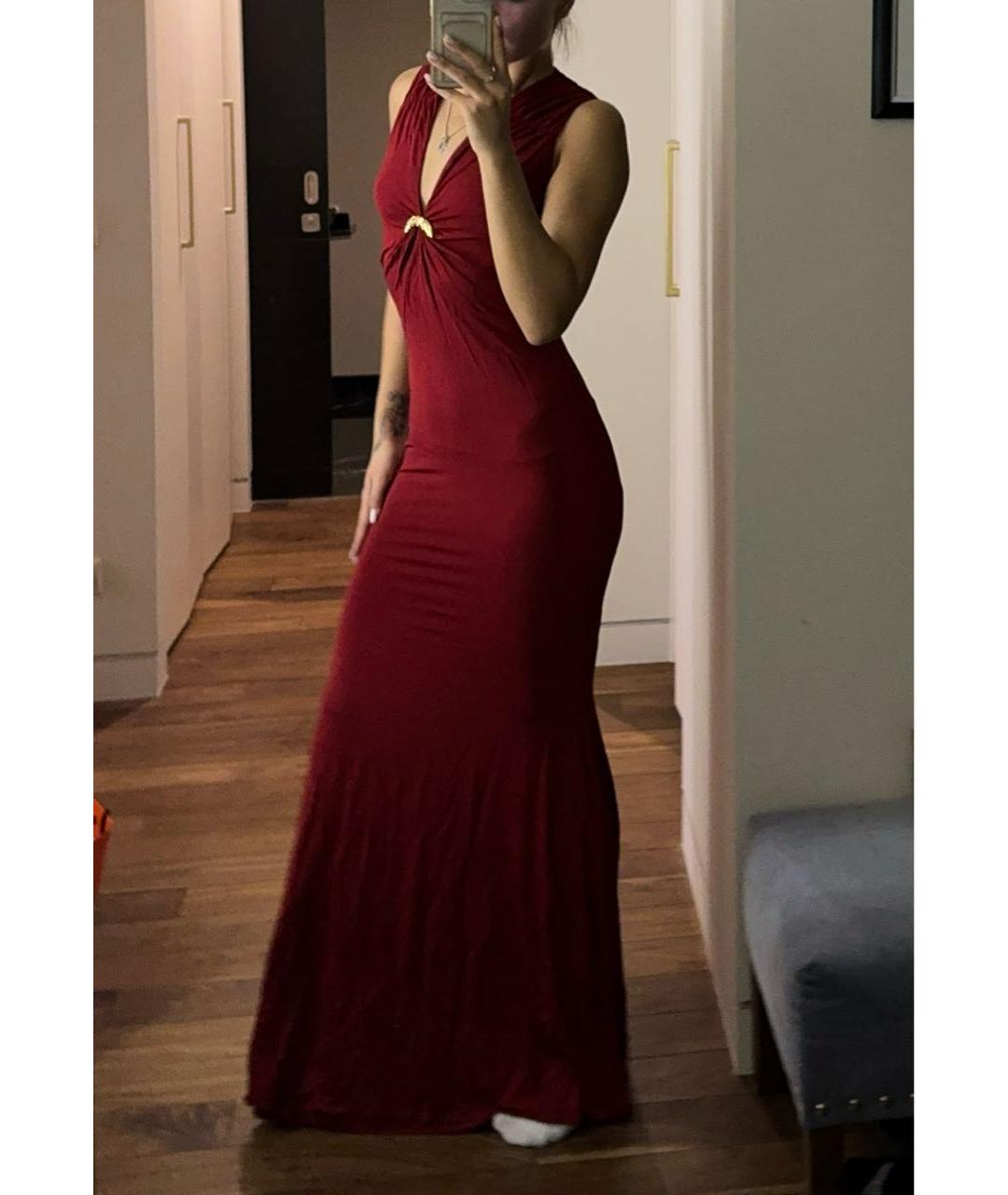ROBERTO CAVALLI Бордовое вискозное вечернее платье, фото 8