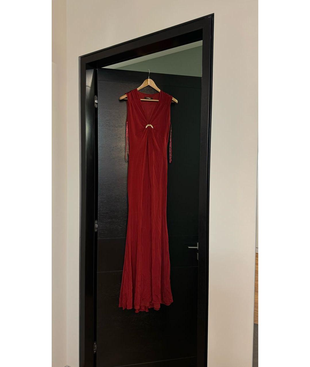 ROBERTO CAVALLI Бордовое вискозное вечернее платье, фото 9