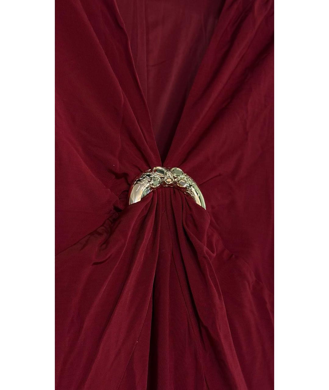ROBERTO CAVALLI Бордовое вискозное вечернее платье, фото 4