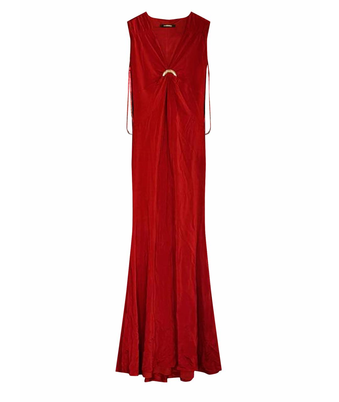 ROBERTO CAVALLI Бордовое вискозное вечернее платье, фото 1