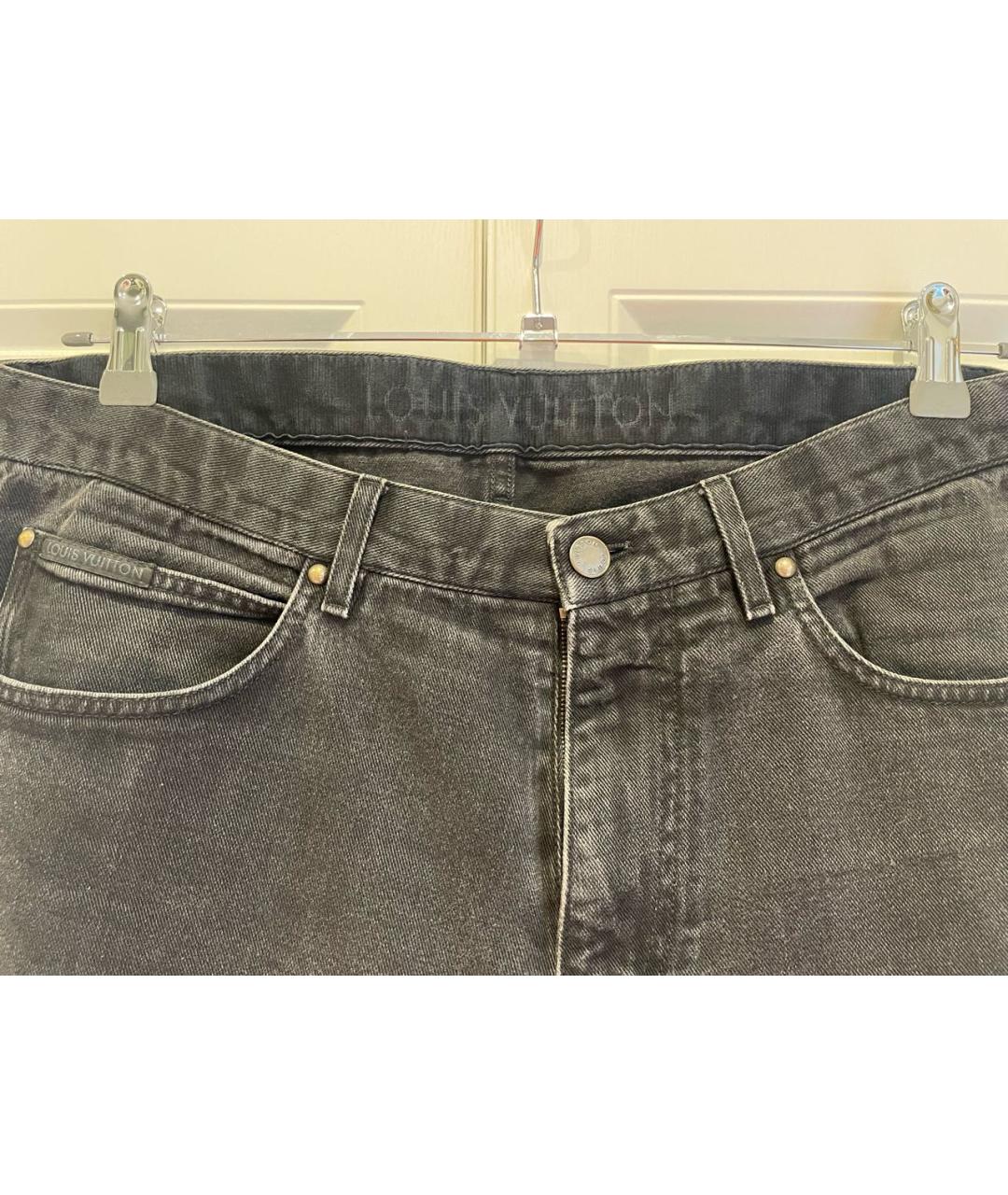 LOUIS VUITTON PRE-OWNED Антрацитовые хлопковые джинсы скинни, фото 3