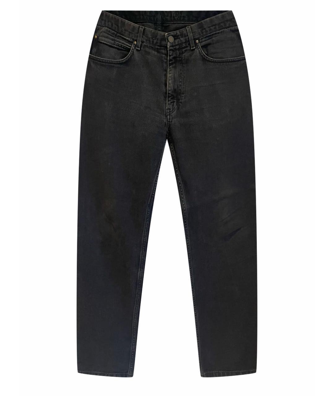 LOUIS VUITTON PRE-OWNED Антрацитовые хлопковые джинсы скинни, фото 1