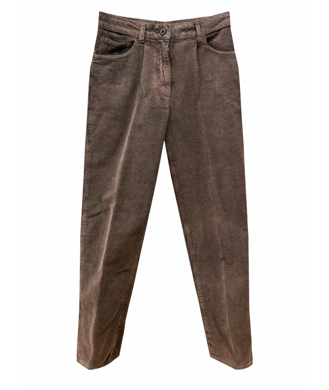 PESERICO Коричневые хлопковые прямые брюки, фото 1