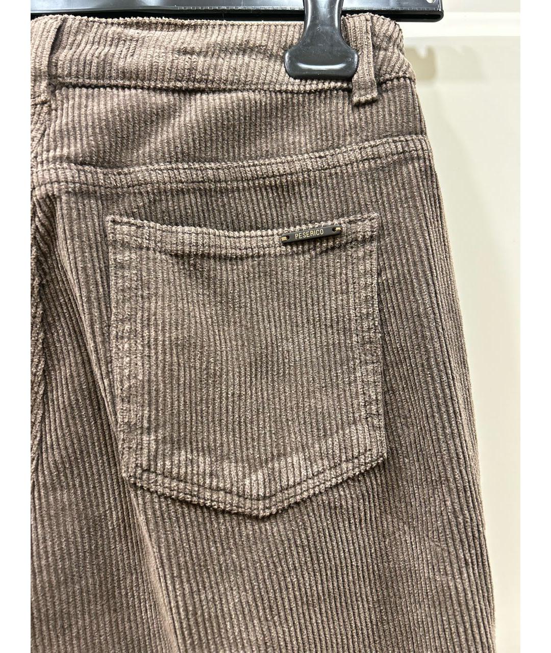 PESERICO Коричневые хлопковые прямые брюки, фото 5