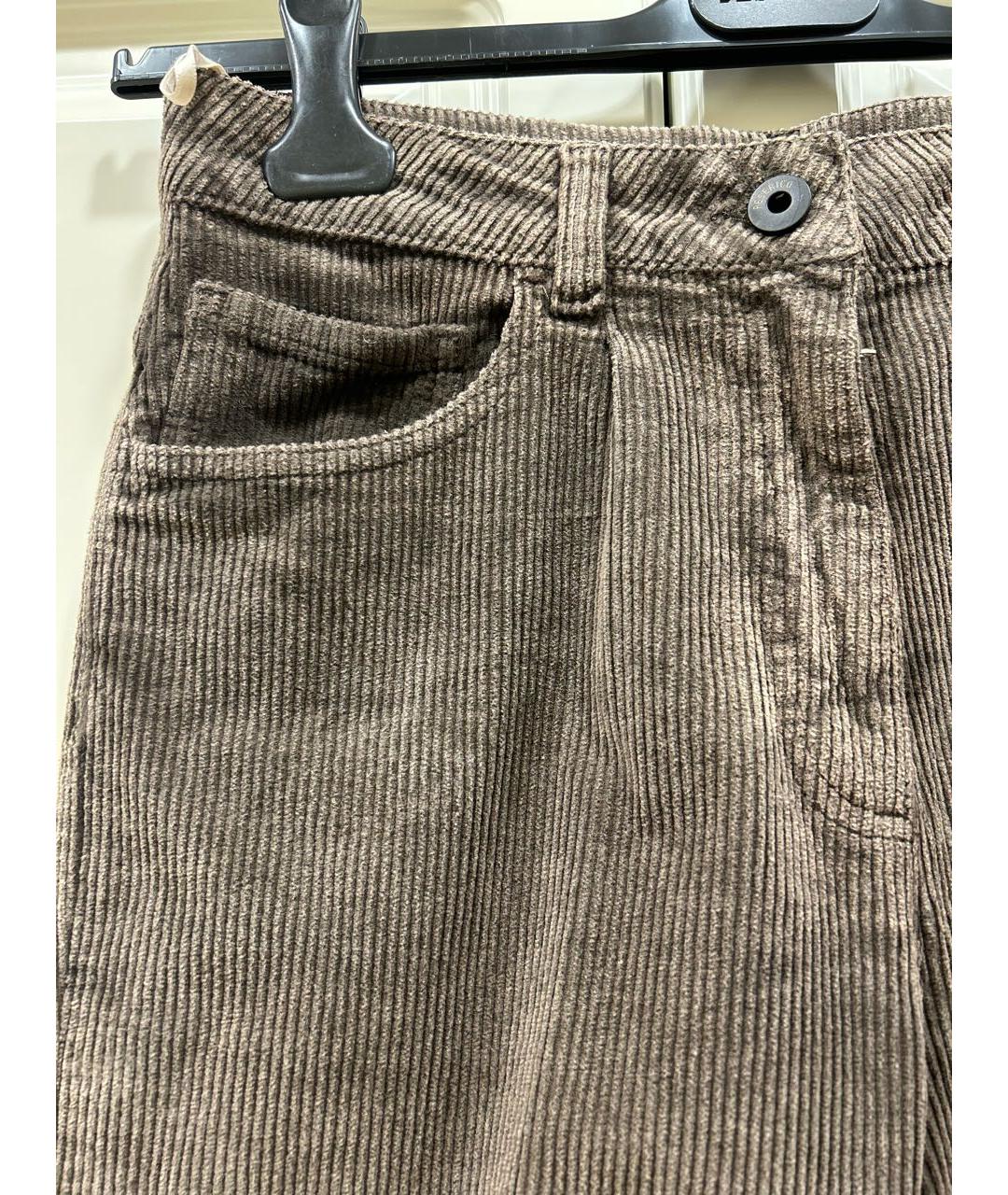 PESERICO Коричневые хлопковые прямые брюки, фото 4