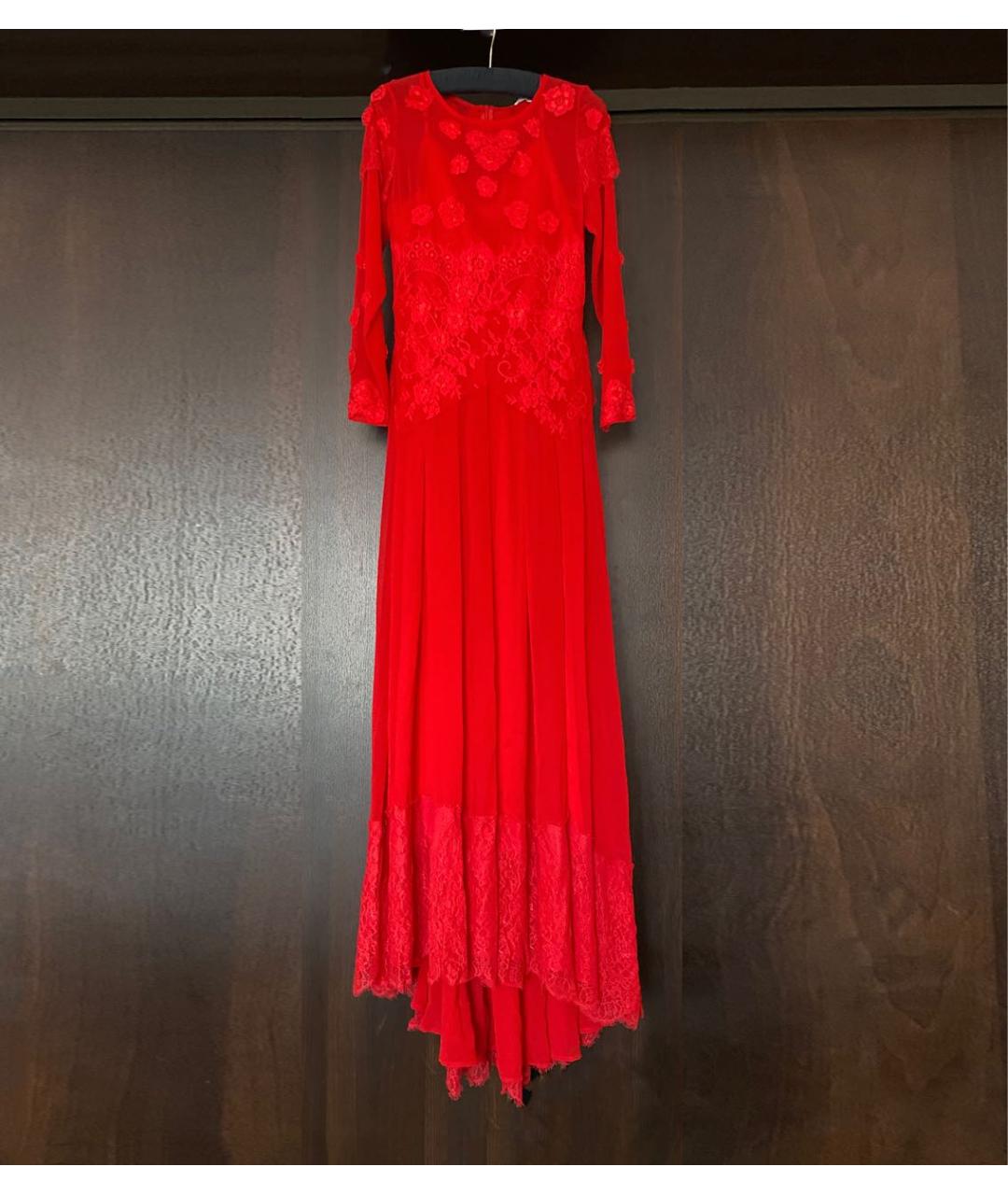 OSCAR DE LA RENTA Красное шелковое вечернее платье, фото 6