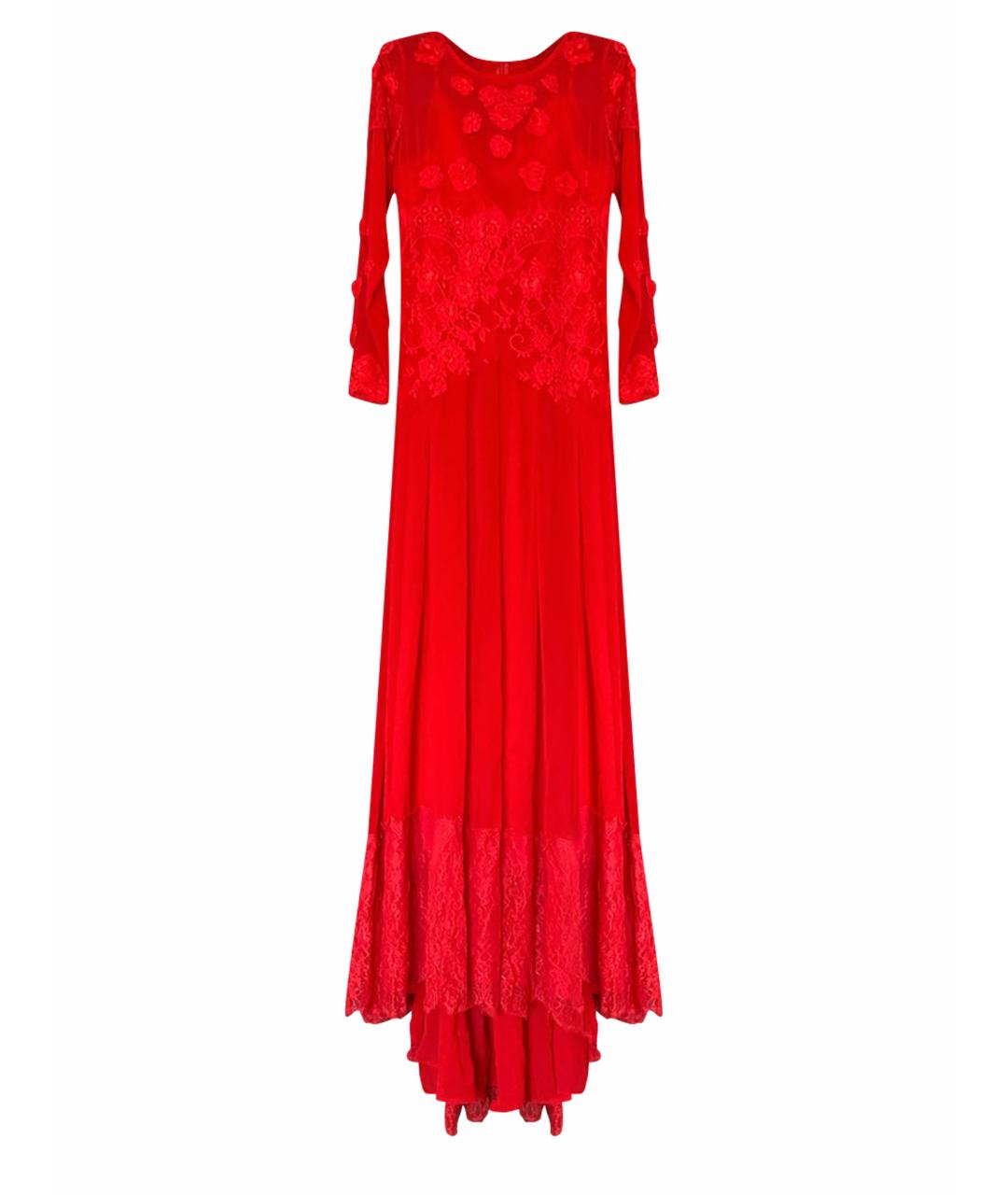 OSCAR DE LA RENTA Красное шелковое вечернее платье, фото 1