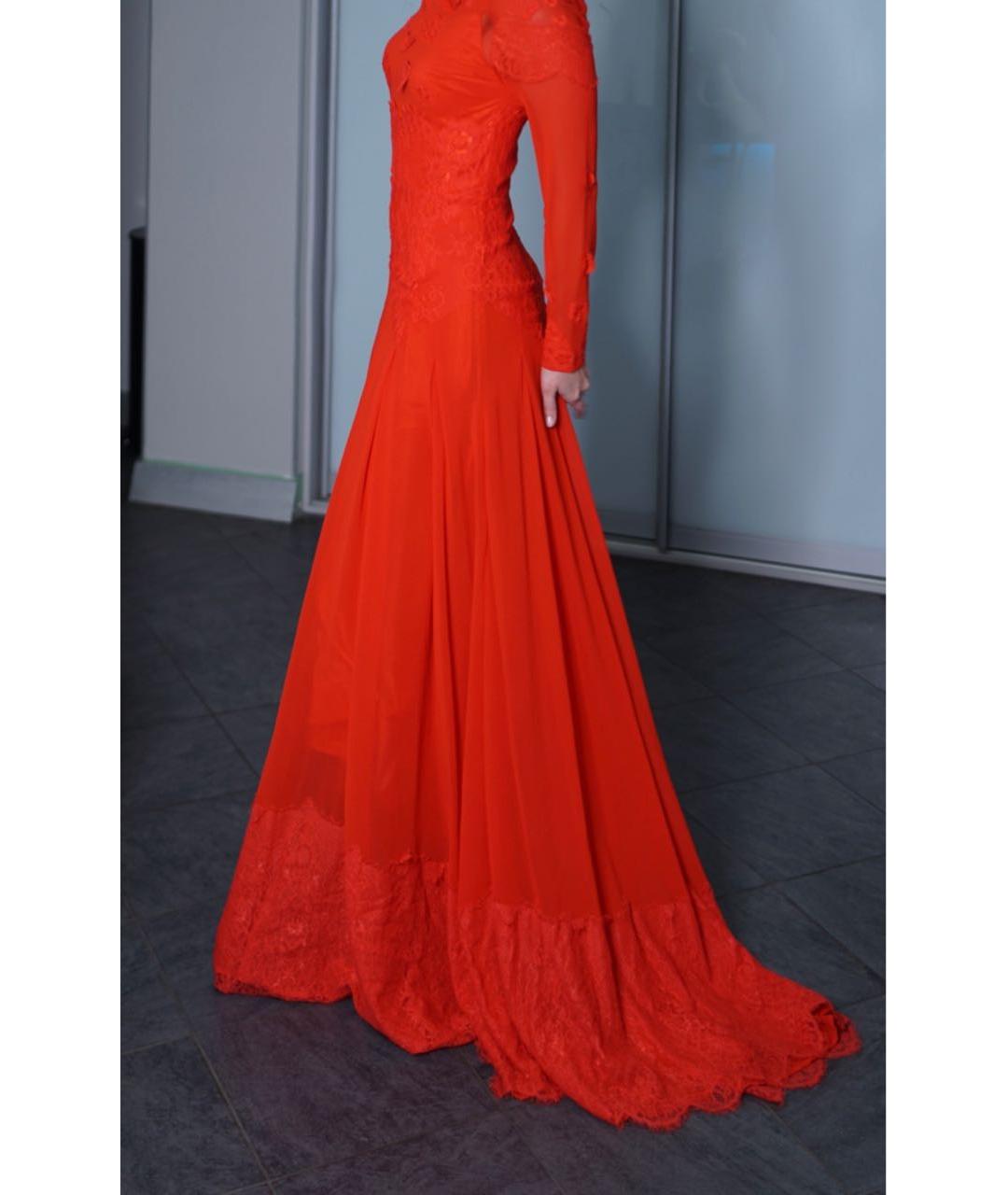 OSCAR DE LA RENTA Красное шелковое вечернее платье, фото 5