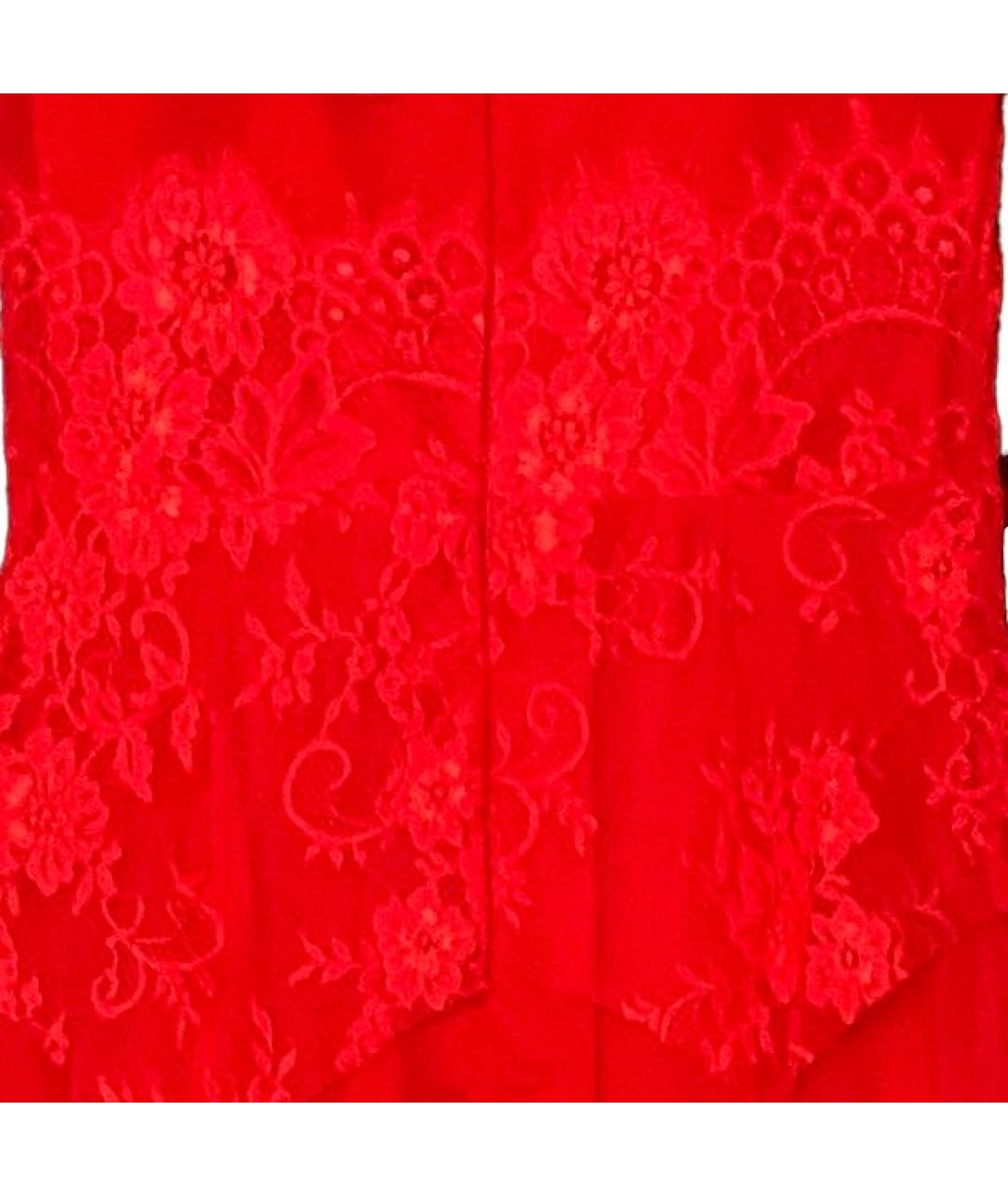 OSCAR DE LA RENTA Красное шелковое вечернее платье, фото 4
